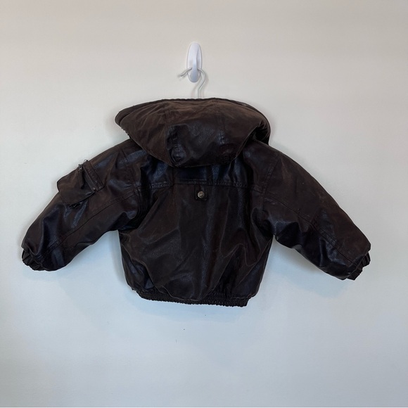 Big Chill Brown Faux leather Bomber Jacket Sherpa Lined Boys 18 Months Pilot - Picture 5 of 6